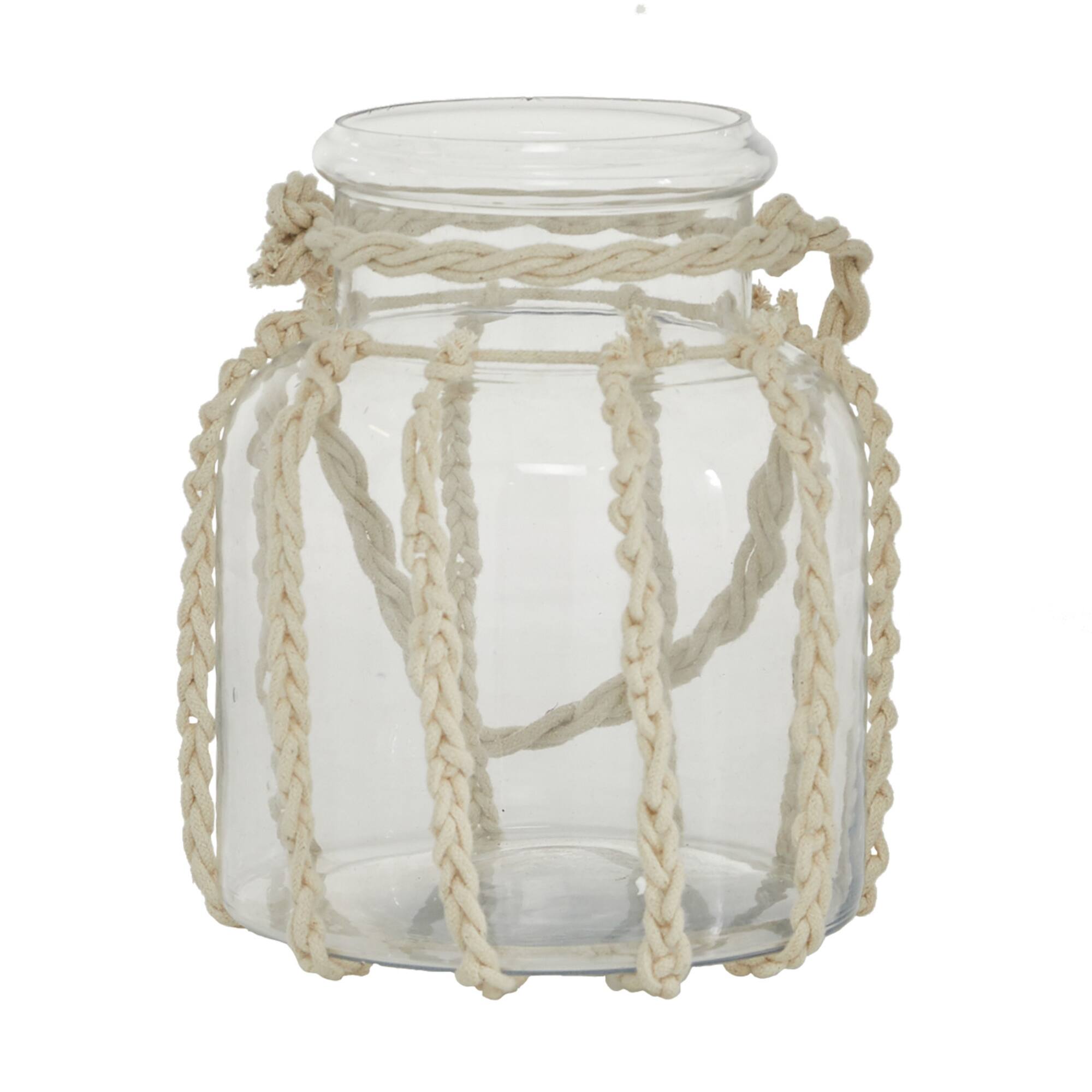 White Glass Coastal Lantern, 8" x 8" x 7"